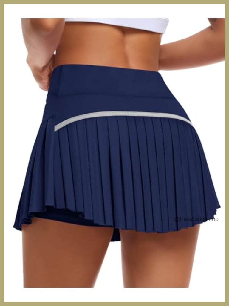 Pleated Tennis Skort High Waist Golf Skirt With Pockets, Built-In Shorts